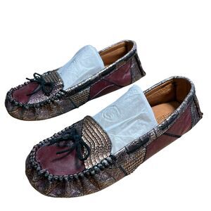 KENZIE Devia Moccasins Women’s Size 8 Sequin Leather Maroon Loafers